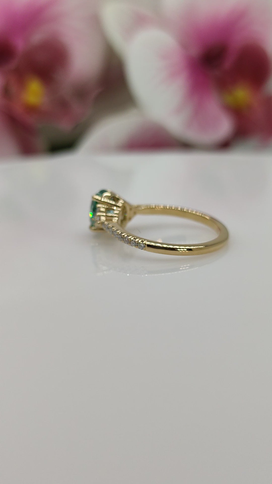 Olivia 1.5ct Oval Aqua-Teal moissanite Engagement Ring